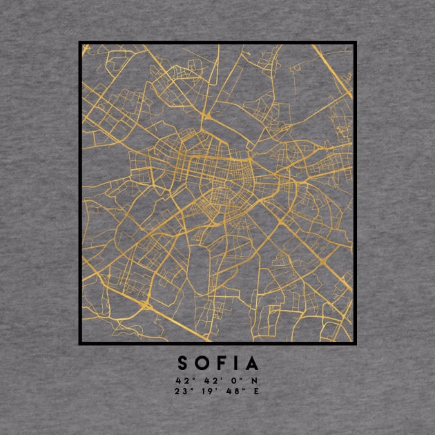 SOFIA BULGARIA CITY STREET MAP ART by deificusArt